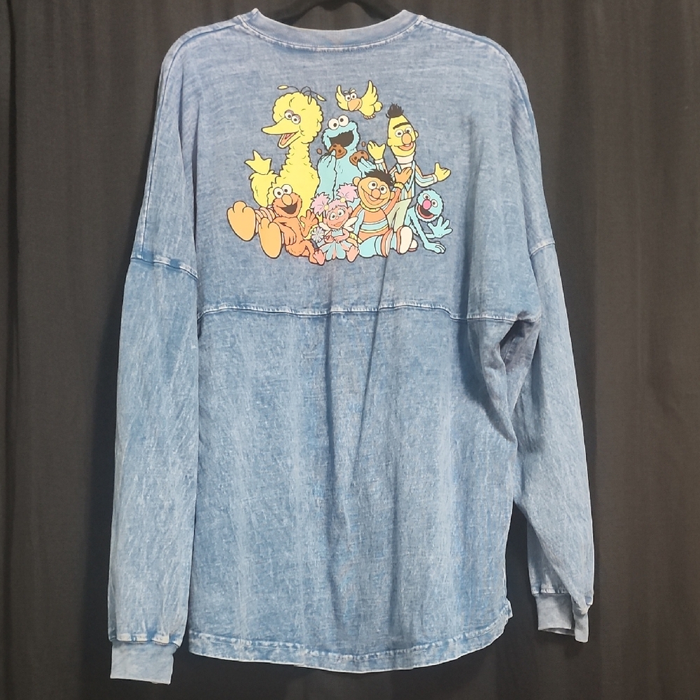 Sesame Street Adults SPIRIT JERSEY Light Blue Long Sleeve Tee